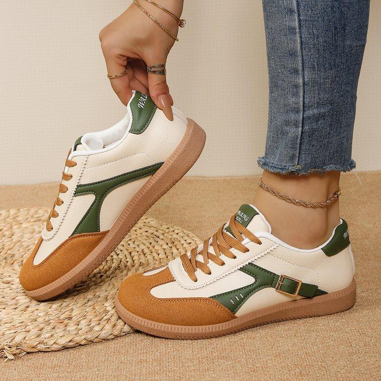 Large Size Cross-strap Flat Bottom Round Head Casual Shoes Autumn New Soft Sole Comfortable Women's Single Shoes
