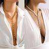 Accessories, French Retro Y-shaped Beaded Necklace, Temperament Long Imitation Pearl Fringed Necklace for Women