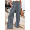 Spring Autumn Women Elastic Wide Leg Pants Fashion Casual Green Cotton Linen Long Pants Pleated Loose OL Style Trousers 30766