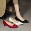 Women Pumps Spring New Fashion Single Shoes Pointed Toe Casual Solid Chunky Middle Heel Women's Shoes Commuter Work Heels Women