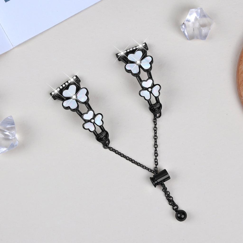 For TicWatch 2 Watchband Heart Clover Decor Zinc Alloy Metal Strap