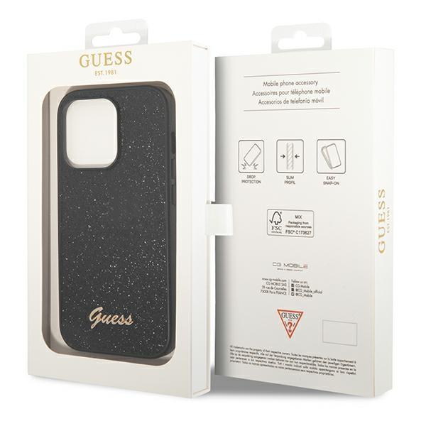 Guess Guhcp14Lhggshk Iphone 14 Pro 6,1 Czarny/Black Hard Case Glitter Script