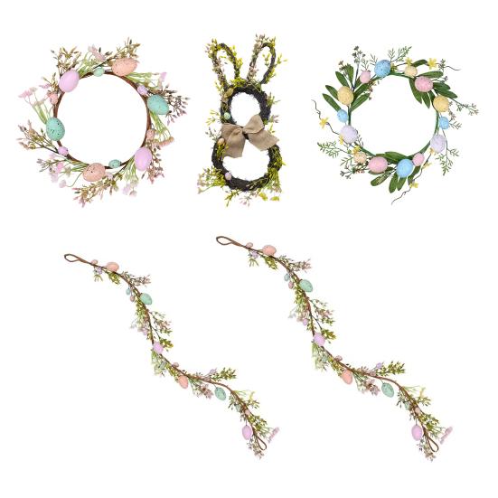 Yousheng Easter Wreath Decoration Artificial Easter Garland with Eggs And Berris for Spring Home Door Wall Window Decor