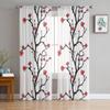 Cherry Blossom Branches Beautiful Sheer Curtains For Living Room Window Transparent Voile Tulle Curtain Bedroom Drapes