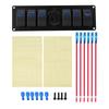 6 Gang Blue LED Rocker Switch Panel with Dual USB Voltmeter for Car RV Boat Yacht Marine 12-24V