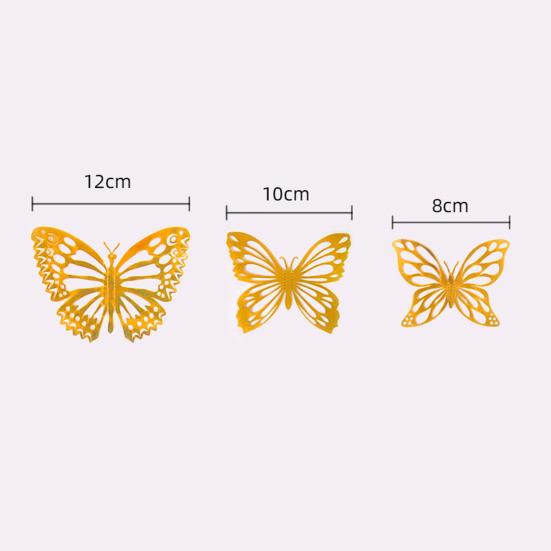 1 Set Wall Sticker with Glue Hollow Out Design Paper Art 3D Butterfly Refrigerator Sticker Home Decoration Household Supplies