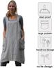 Women's Summer Casual Cotton Linen Solid Apron Long Waist Home Clothes Loose Long Dress