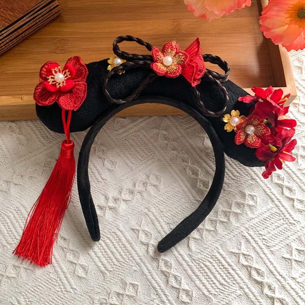 Sweet Chinese Style Hair Hoop Long Tassel Children Hair Bands Retro Hanfu Flower Headband  Festival