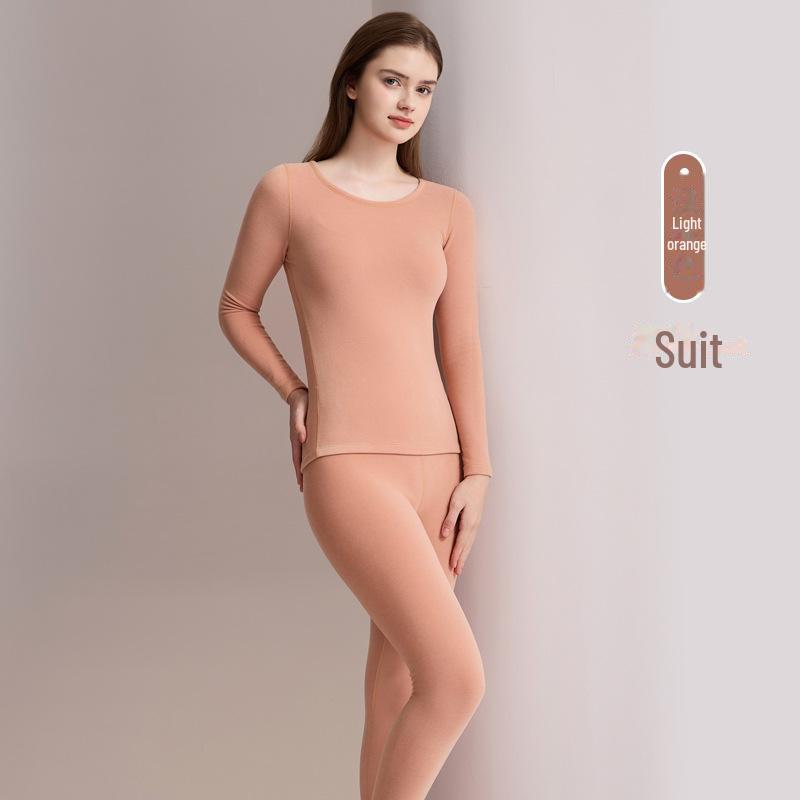 Women's Wool Thermal Underwear Set - Thickened Brushed Edge for Autumn and Winter Warmth