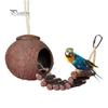 Natural Coconut Shell Parrot Nest Parakeet Birds Feeder Pets Toy with Ladder