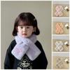 Korean Style Anti-Cold Neckerchief Solid Color Kids Plush Scarf Sweet Bowknot Scarf  Outdoor