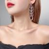 Fashion Full Diamond New Stud Earrings Long Bow Fringed Rhinestone Earrings Female Internet Celebrity Temperament Earrings