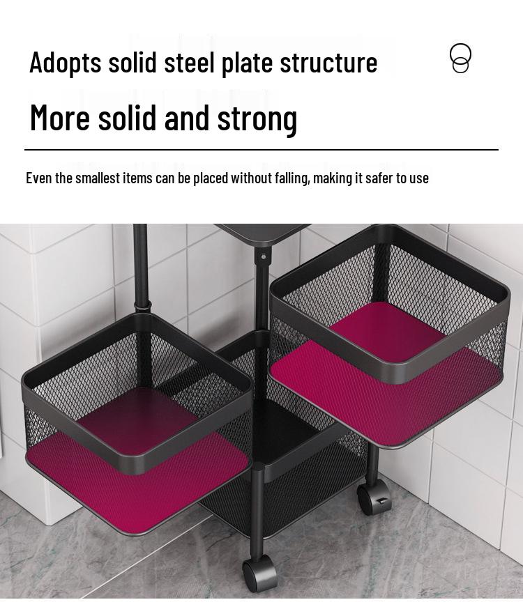 Rotating Multi-Layer Storage Rack for Fruits & Vegetables - No Installation Needed