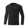Comfortable Breathable Solid Color Round Neck Slim Fit Long Sleeve T-Shirt Men Tops Black ATLV047-1
