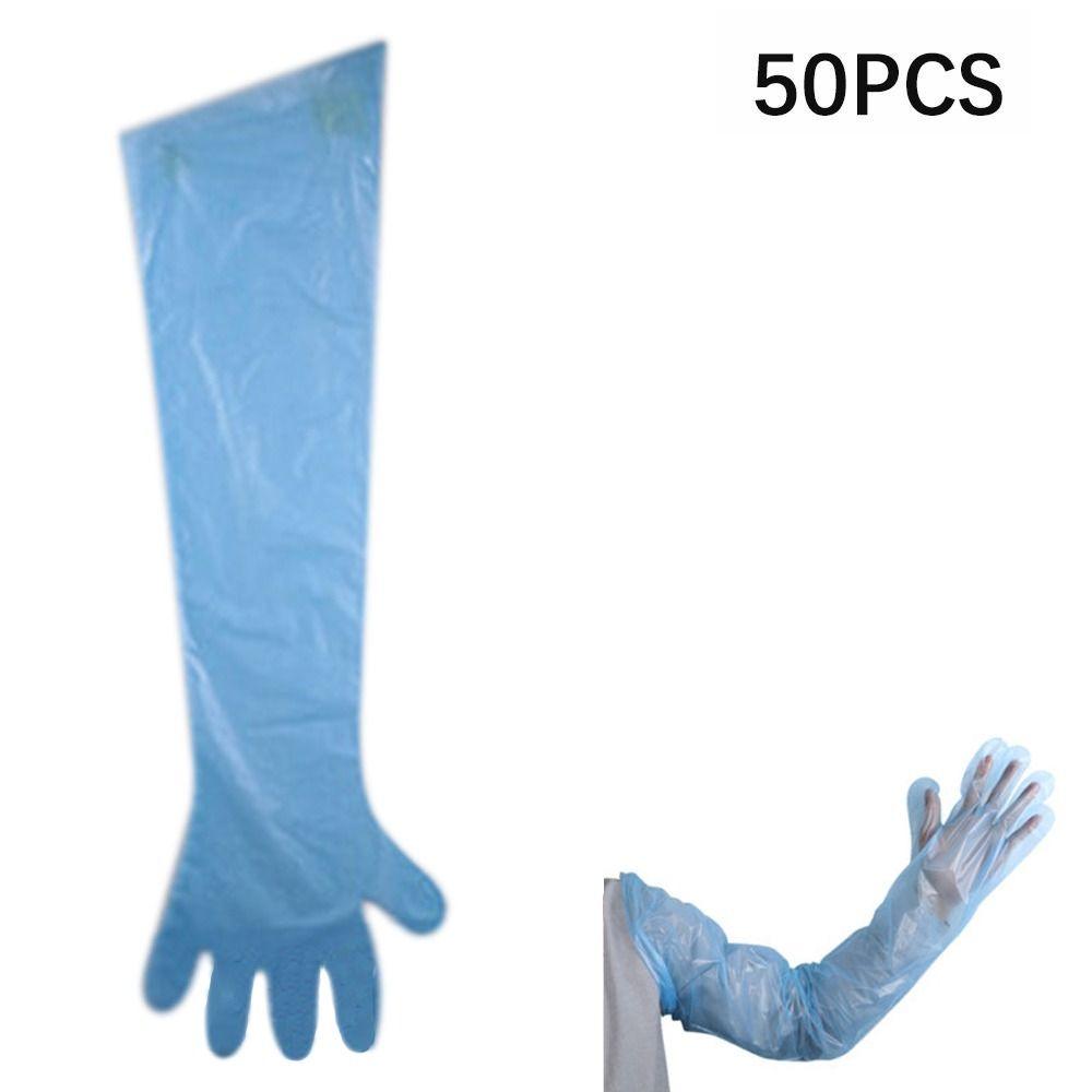50Pcs Plastic Disposable Vet Glove Clear Farm Glove Non-toxic Cattle Sheep Glove Midwifery