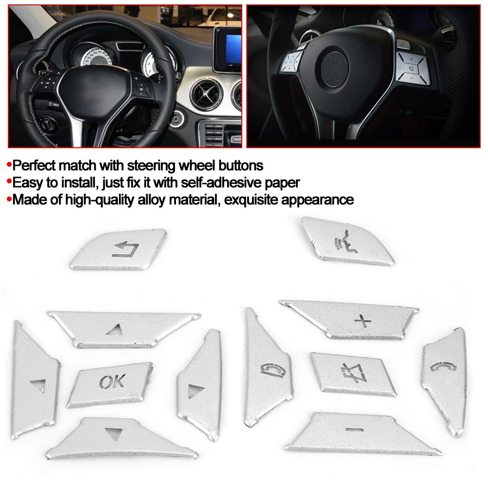 12pcsSet Car Steering Wheel Button Patch Protection Trim Fit for Mercedes Benz W204 W212 W117