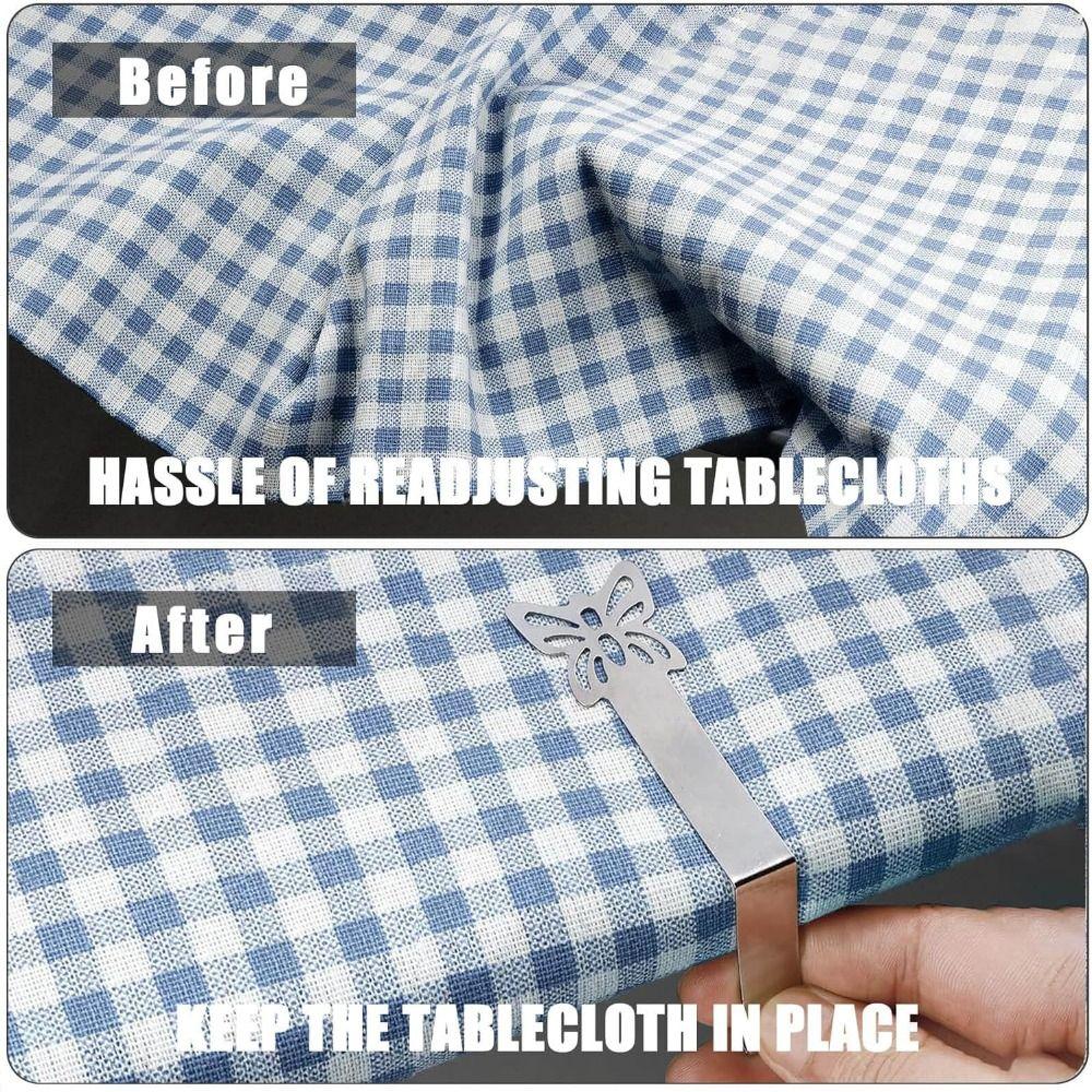 12pcs Stainless Steel Tablecloth Clips Multi-functional Picnic Table Clips  Picnic Supplies