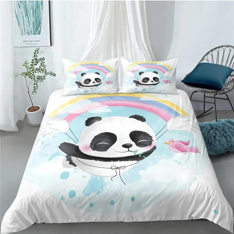 Panda Bear Bedding Sets Animal Duvet Cover Twin Full Single Size and Pillowcase Home Textile 3D Print Bedclothes for Kids Child