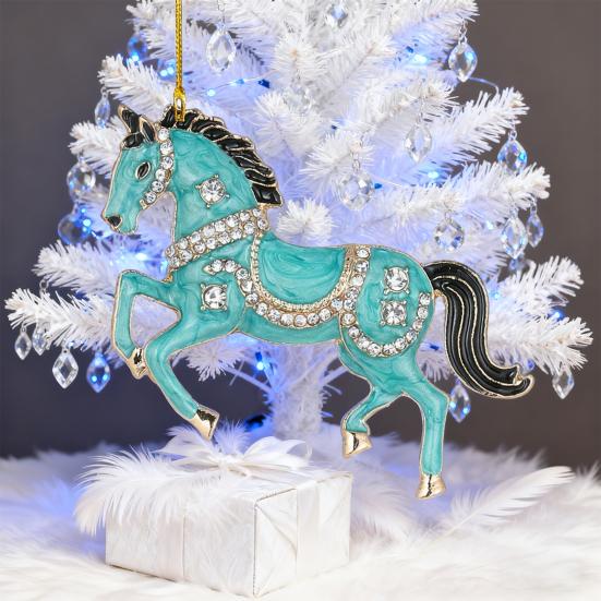 Horse Christmas Ornaments Sparkly Rhinestone Horse Hanging Decoration Acrylic Christmas Tree Ornament for Winter Xmas Party Supplies Holiday Home