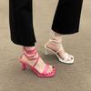 Sandals Female Slim Straps with Skirt Fairy Style Summer New French Square Head Open-toed High Heels