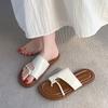 Summer New Fashion Sandals Women's Flat One-word Soft-soled Outdoor Casual Slippers Beach Shoes