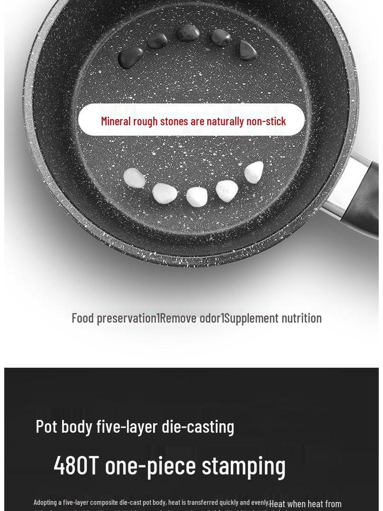 Mini Maifan Stone Milk Pot: All-in-One Ramen, Noodle, Fry, Boil, and Soup Pot for Home Cooking and Kids' Food.