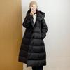 Winter 2024 New Down Jacket Women's Medium and Long Hooded Loose Large Size Thickened 90 White Duck Down Jacket