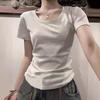 2025 New Slim Fit Round Neck Pure Cotton T-Shirt - Women's Hot Girl Hong Kong Style