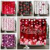 Happy Valentines Day Heart Shower Curtain Red Pink Romantic Falling Love Heart Sweet Lovers Waterproof Bathroom Curtain Decor