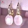 Luxury Rose Gold Color Dangle Earrings For Women Pink/Crystal CZ Good Quality Female Earrings Statement Jewelry