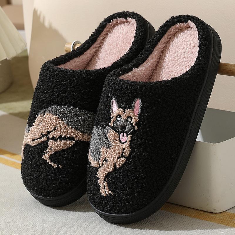 New Autumn and Winter Male and Female Couples Cute Cartoon Puppy Cotton Slippers Home Indoor Non-slip Cotton Slippers