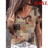 S-8XL Plus Size 3D Print T-Shirts Women Streetwear Short Sleeve V-Neck T Shirt Harajuku Tees Oversized Tops Woman Clothing