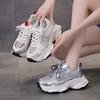 Fried Street Platform Dad Shoes Women's Height Increase Versatile Casual Shoes New Spring and Autumn Breathable Silver Sneakers