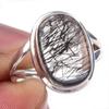Natural Black Rutile Gemstone Handmade 925 Solid Sterling Silver Ring S.8 Q4k56