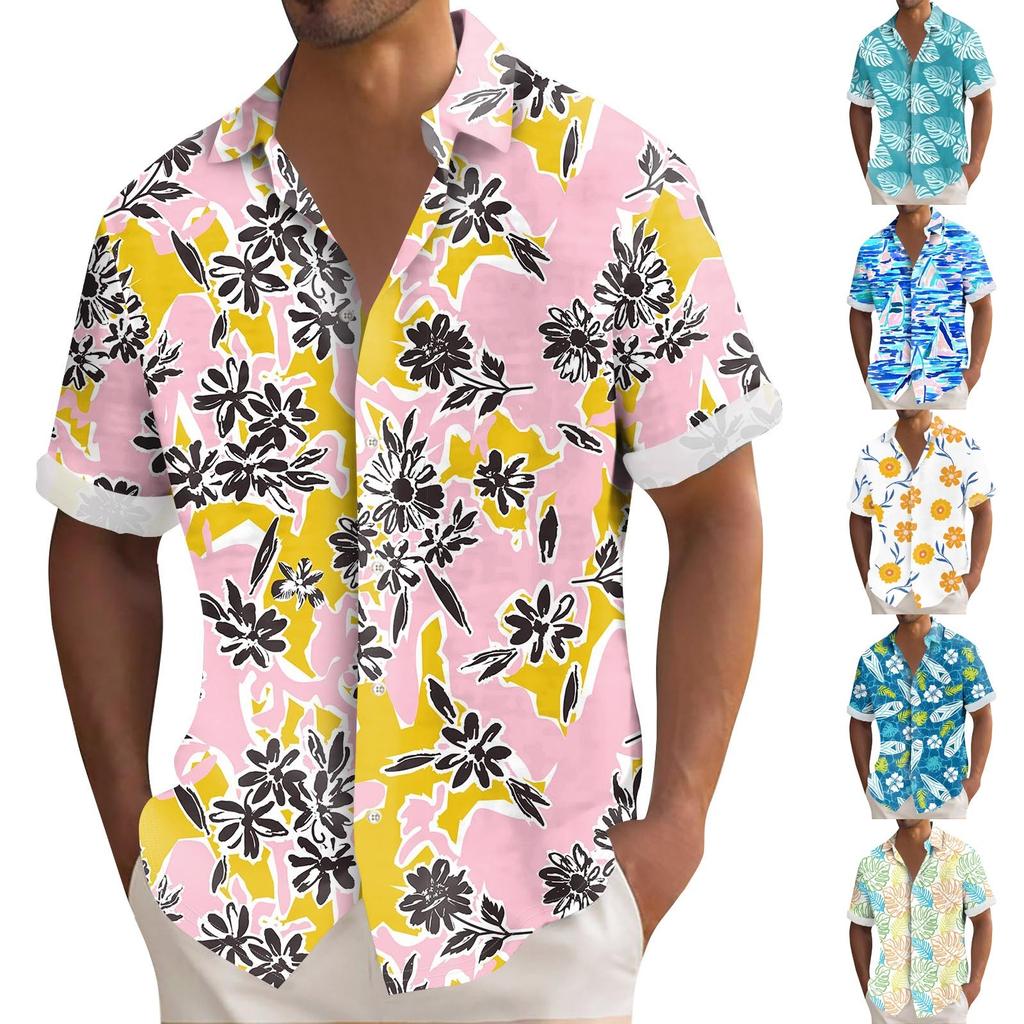 Hawaiian Shirt For Men, Men's Vintage Button Down Bowling Shirts Short Sleeve Summer Beach Shirt