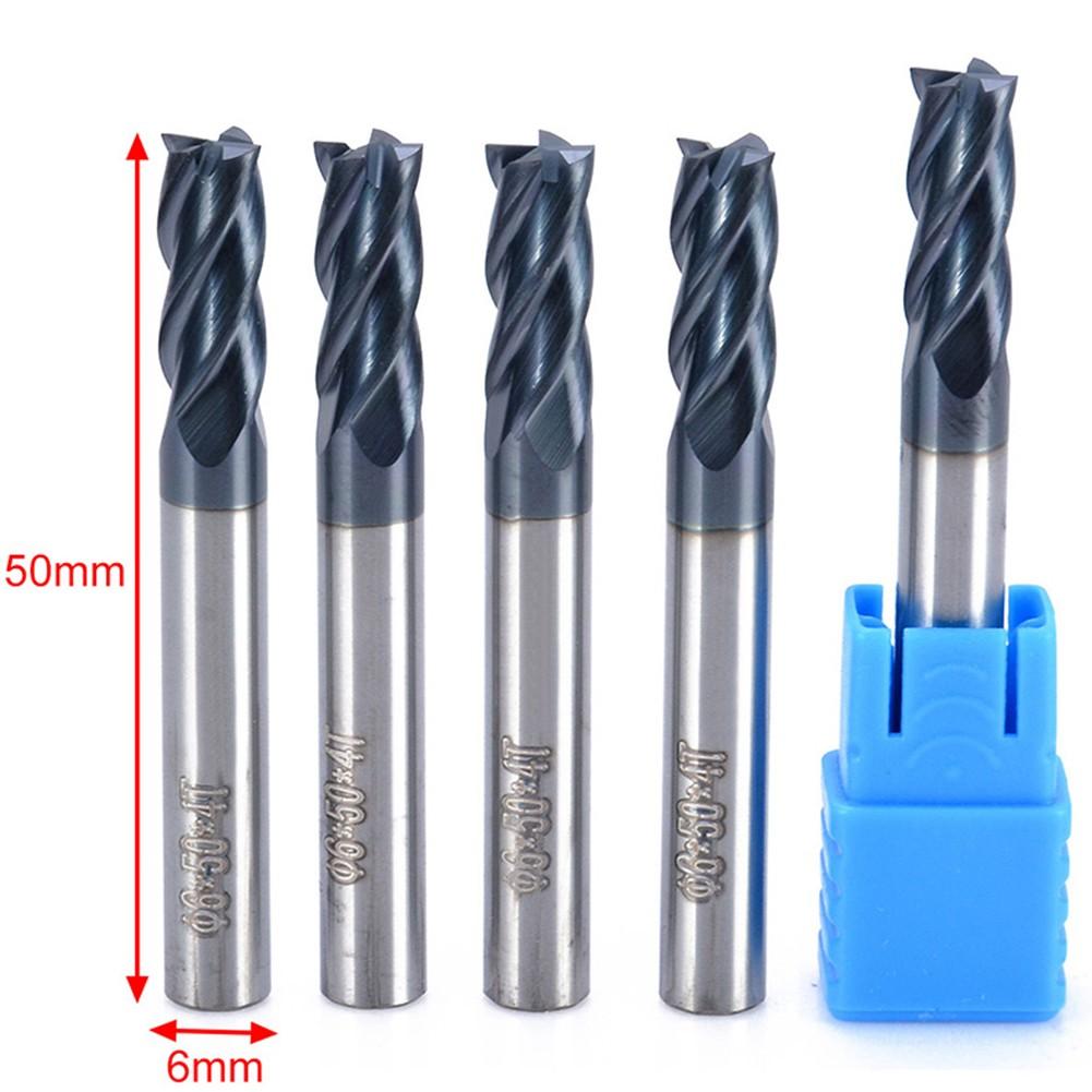 5 шт. Фреза концевая твердосплавная 4-заходная хвостовик 6 мм CNC HRC45 TIALN