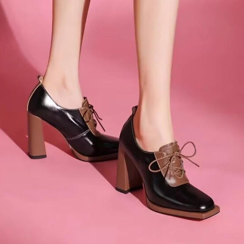 Super High Heels Women Shoes PU Leather Chunky Elegant Loafers Shoes Woman 2024 Trend Designer Dress Pumps Mujer Zapatillas