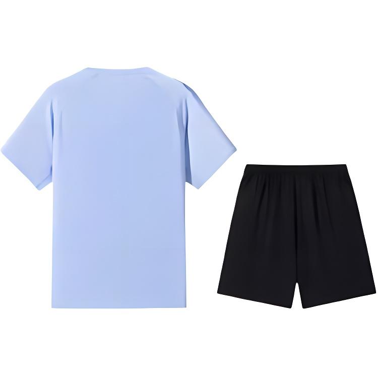 Anta Comfortable Versatile Short Sleeve Pullover Simple Solid Color Lace-Up Shorts Sports Suit Men Sports Suit 952537205-3