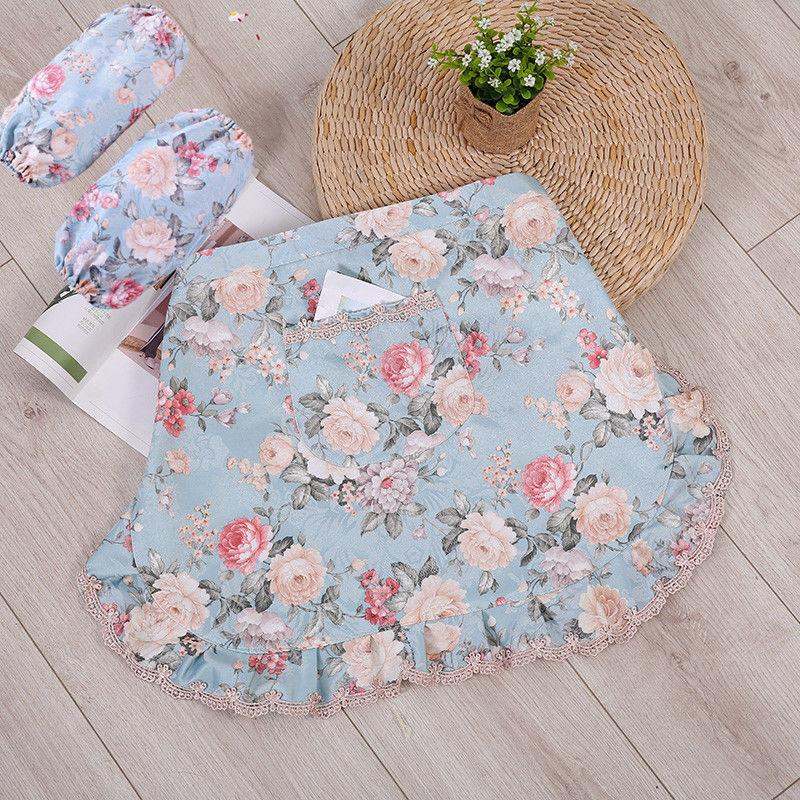 Half-length Short Floral Aprons Women Household Kitchen Cooking Antifouling Apron Restaurant Florist Coffee Shop Overalls Pocket