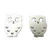 [P8214] - Silver 'Owl In Moonlight' Handmade Earrings - 10x8 Mm