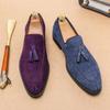 Suede Leather Shoes Casual Luxury Italian Soft Men Tassel Loafers Handmade Moccasins Men Slip On Driving Shoes Party Dress Shoes