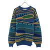 OLD 90s Made In Japan 3D Overall Handle Long Sleeve Knit Blue Sweater Men's Used