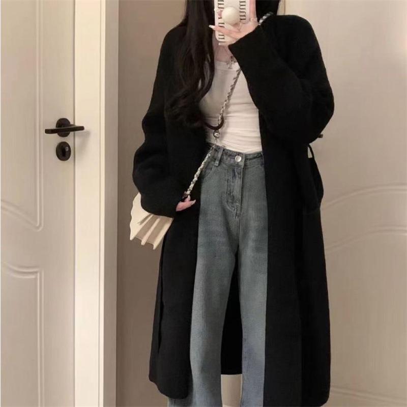 Autumn and Winter In The Long Section Sweater Jacket Loose Lazy Wind Design Sense of Leisure Temperament Niche Knitted Cardigan Female