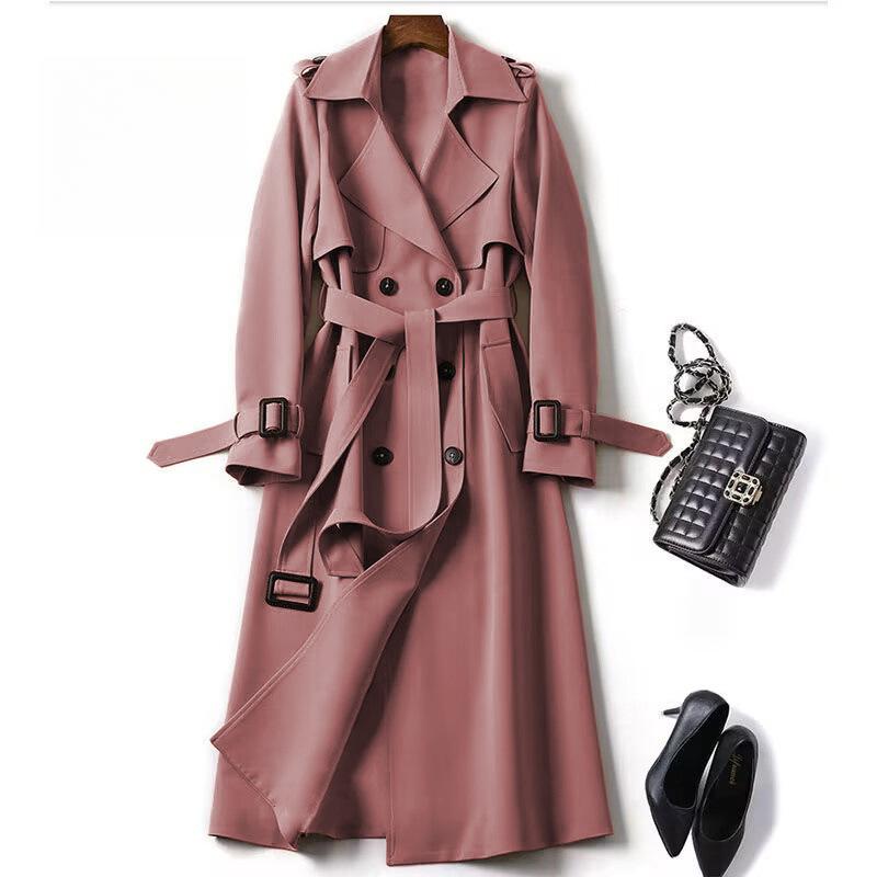 Trench Coat Women In The Long Section of The Spring and Fall New Korean Version of The Large Size Coat Over The Knee Jacket