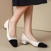 Shoes for Women 2024 Elegant Square Toe Women's High Heels Fashion Mixed Colors Mid Heels Dress Shoes Autumn Slip On Basic Pump