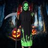 Halloween Grim Reaper Costume for Kids Glow-in-the-Dark Cosplay Outfit with Scythe for Halloween Parties Dress-Up