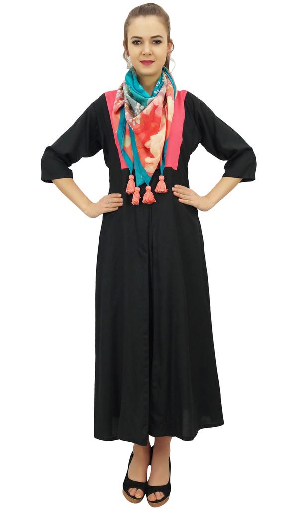 Bimba Women's Designer Black A-Line Kurta Kurti Indian Party Wear With