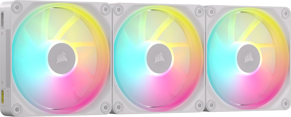 CORSAIR iCUE LINK LX120 RGB Starter Kit 120mm PWM PC Case Fan Dual Light Loop Triple Pack White CO-9051030-WW