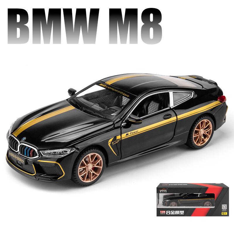 1:24 Scale M8 Model Car, Zinc Alloy Pull Back Toy Car with Sound and Light for Kids Boy Girl