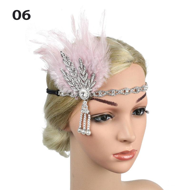 Women Beaded Flapper Performance Headwear Elastic Hair Accessories Vintage Masquerade Party Headpiece Cosplay